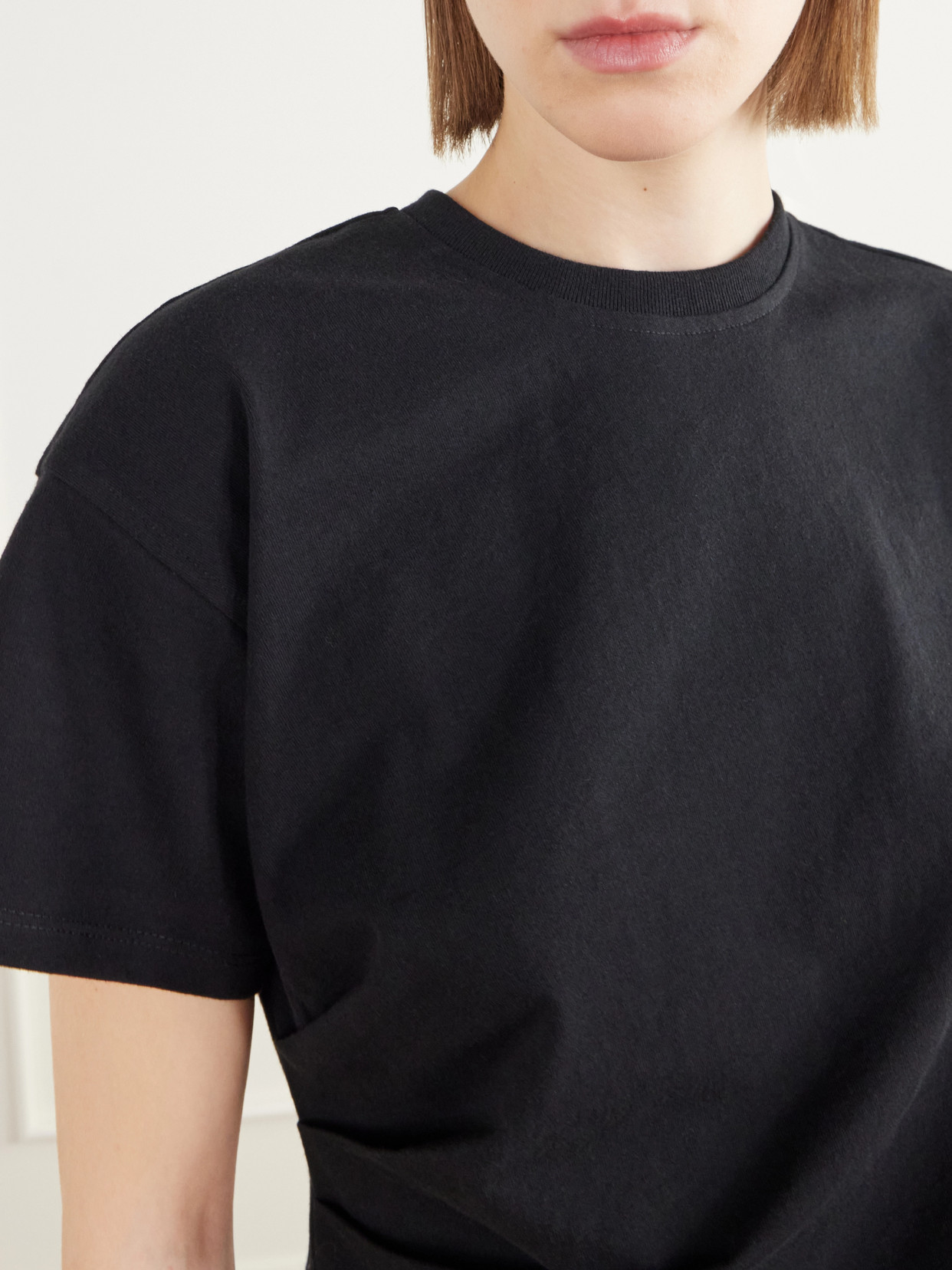 Cata Asymmetric Pleated Cotton-Jersey T-Shirt