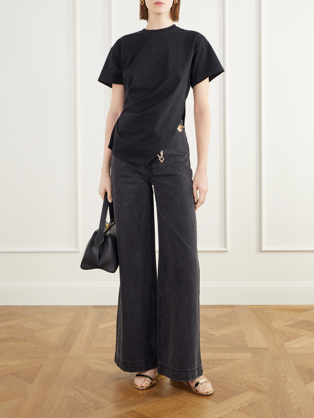 Cata Asymmetric Pleated Cotton-Jersey T-Shirt
