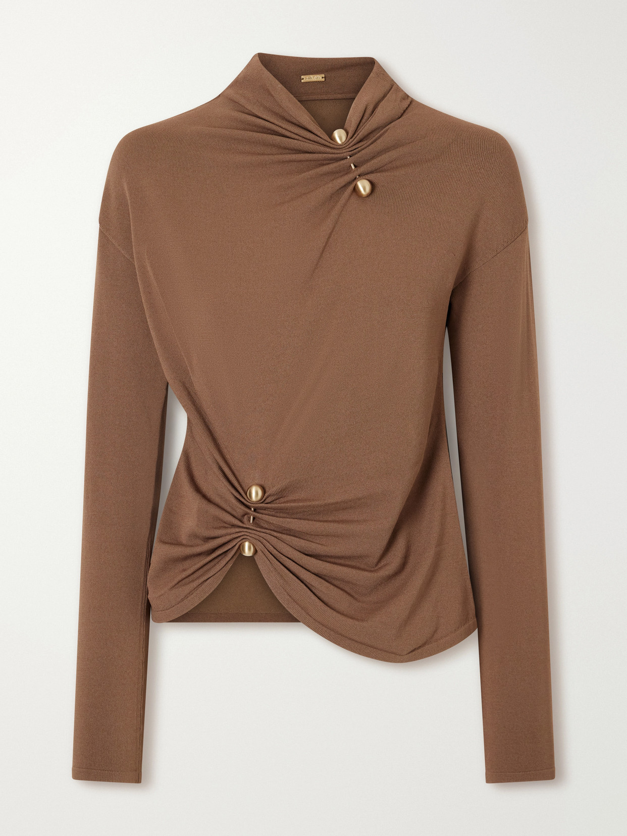 Callie Embellished Gathered Jersey Top
