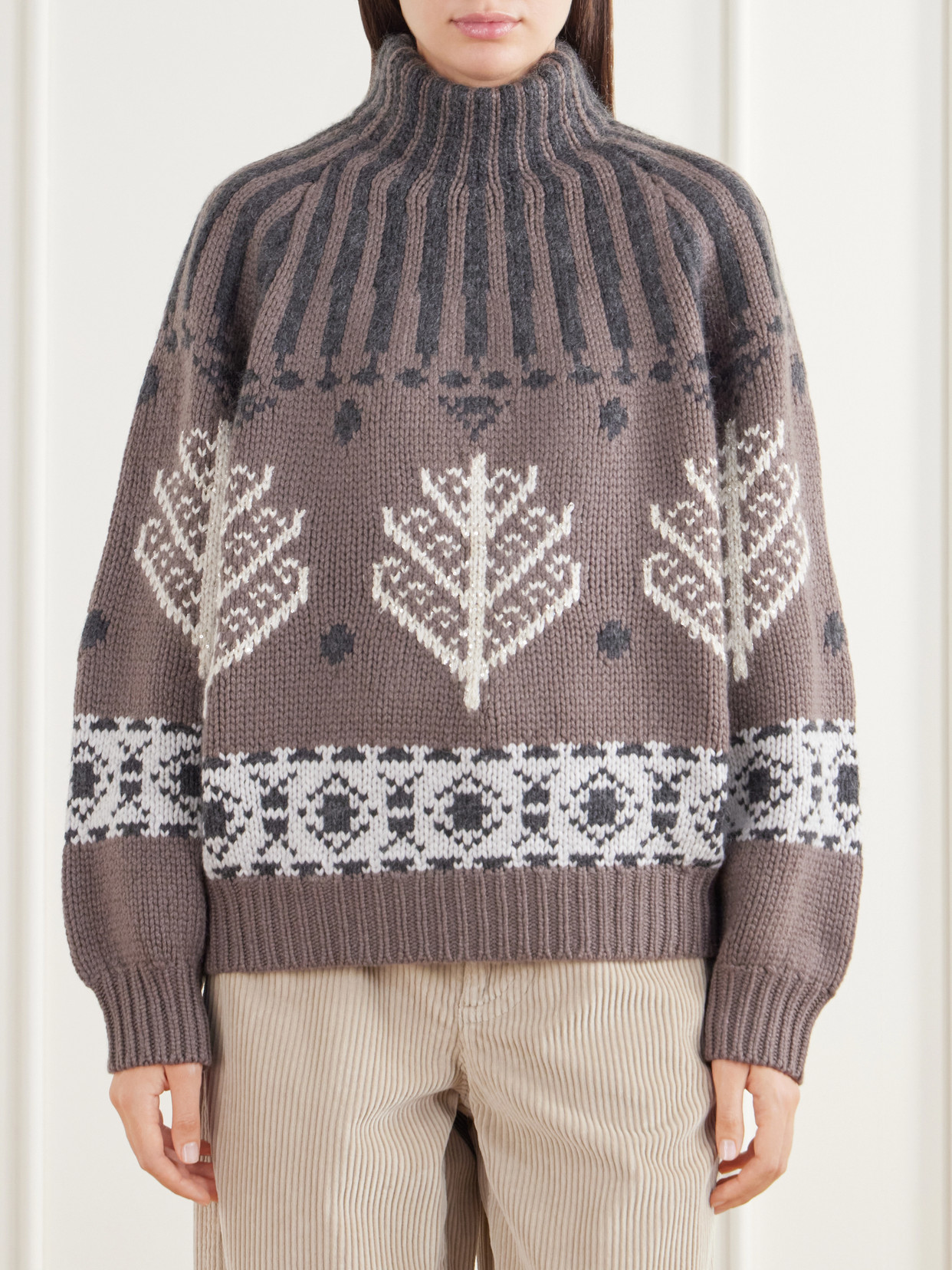 Fair Isle Intarsia-Knit Cashmere Sweater