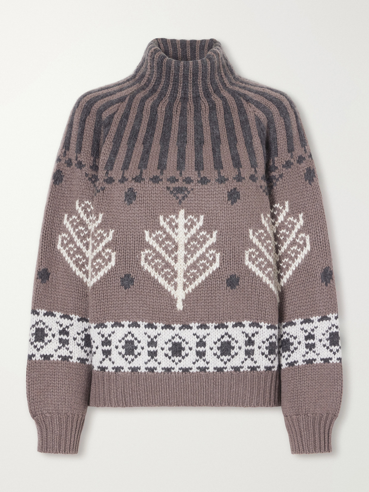 Brunello Cucinelli Fair Isle Intarsia-knit Cashmere Sweater In Gray