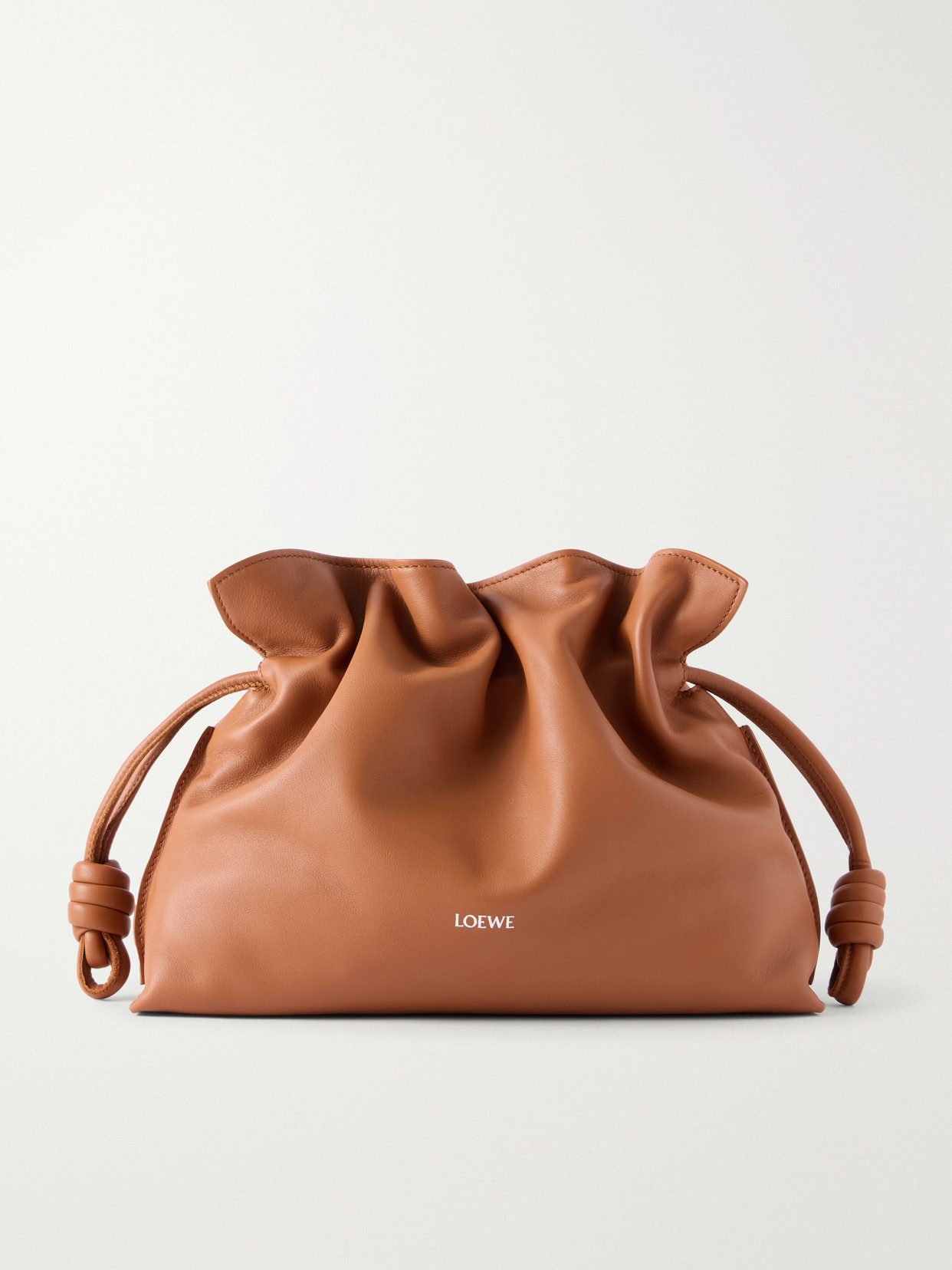 Loewe Flamenco Medium Leather Clutch In Brown