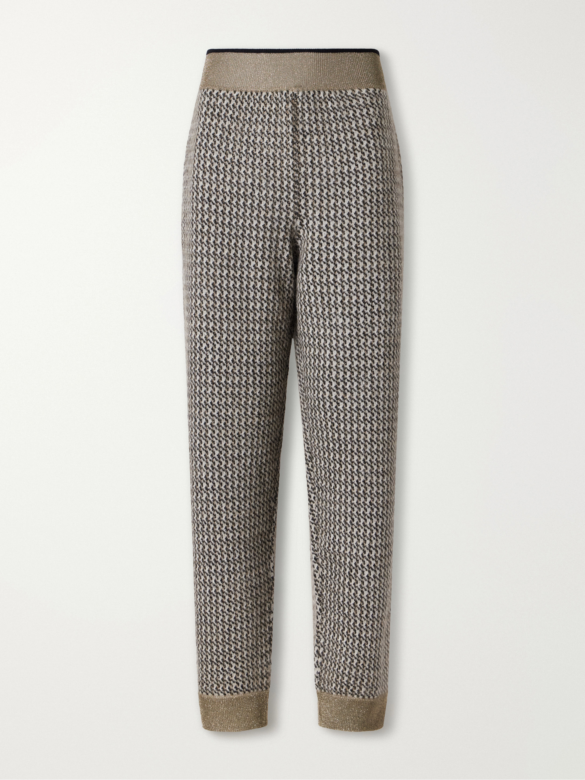 Brunello Cucinelli Rib-trimmed houndstooth tapered sweatpants