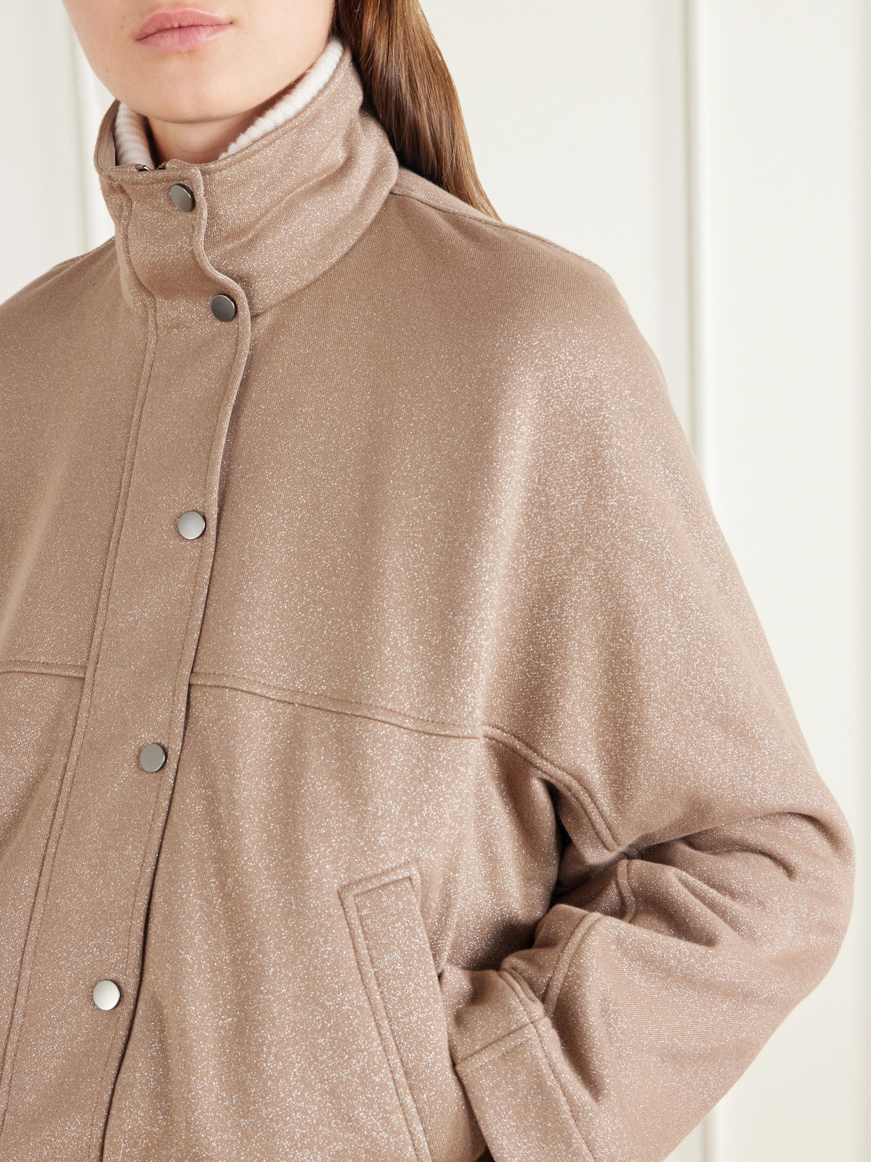Paneled Gathered Cotton-Blend Twill Jacket
