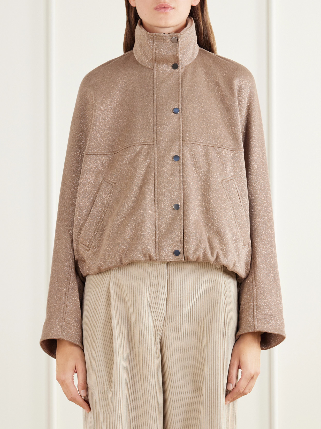 Paneled Gathered Cotton-Blend Twill Jacket