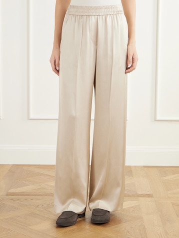 Brunello Cucinelli Pleated silk-satin wide-leg pants