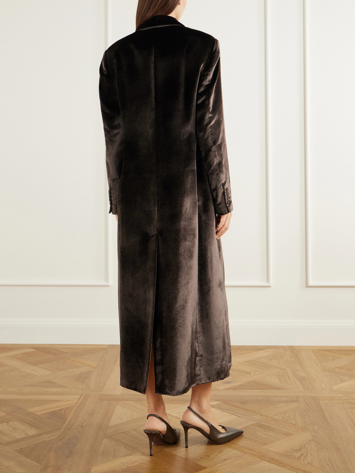 Double-Breasted Velvet Coat