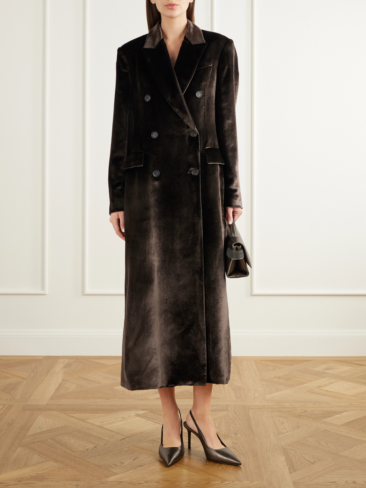 Double-Breasted Velvet Coat