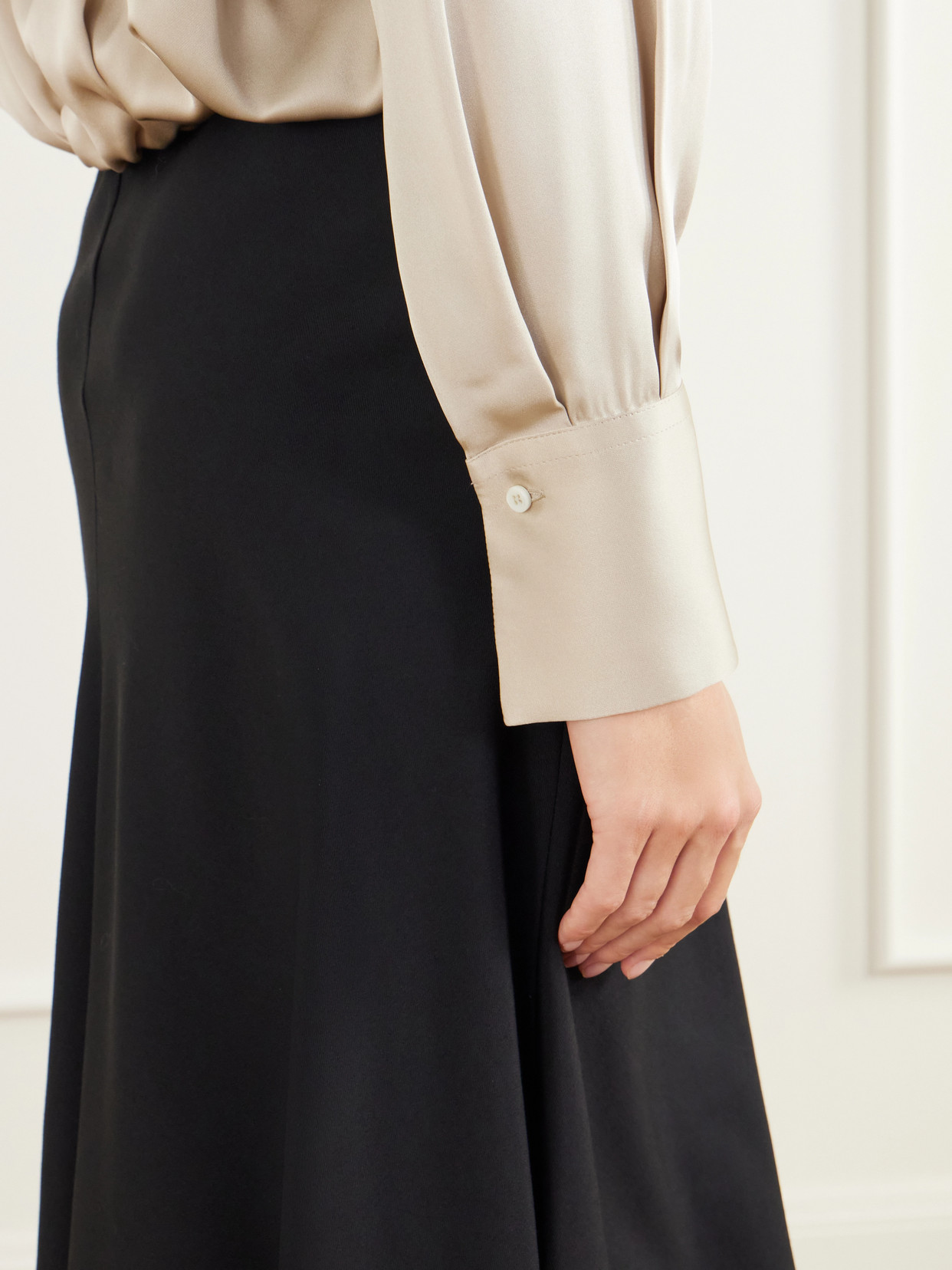 Gathered Draped Silk-Satin Blouse