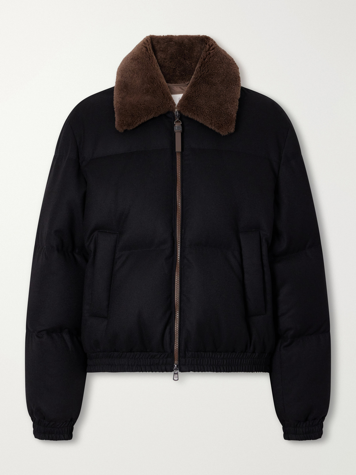 Brunello Cucinelli Quilted Shearling-trimmed Wool-twill Down Jacket In Animal Print