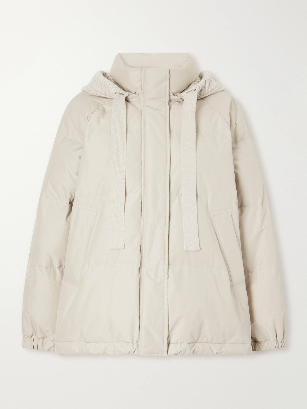 Hooded Quilted Padded Cashmere-Trimmed Cotton-Blend Jacket