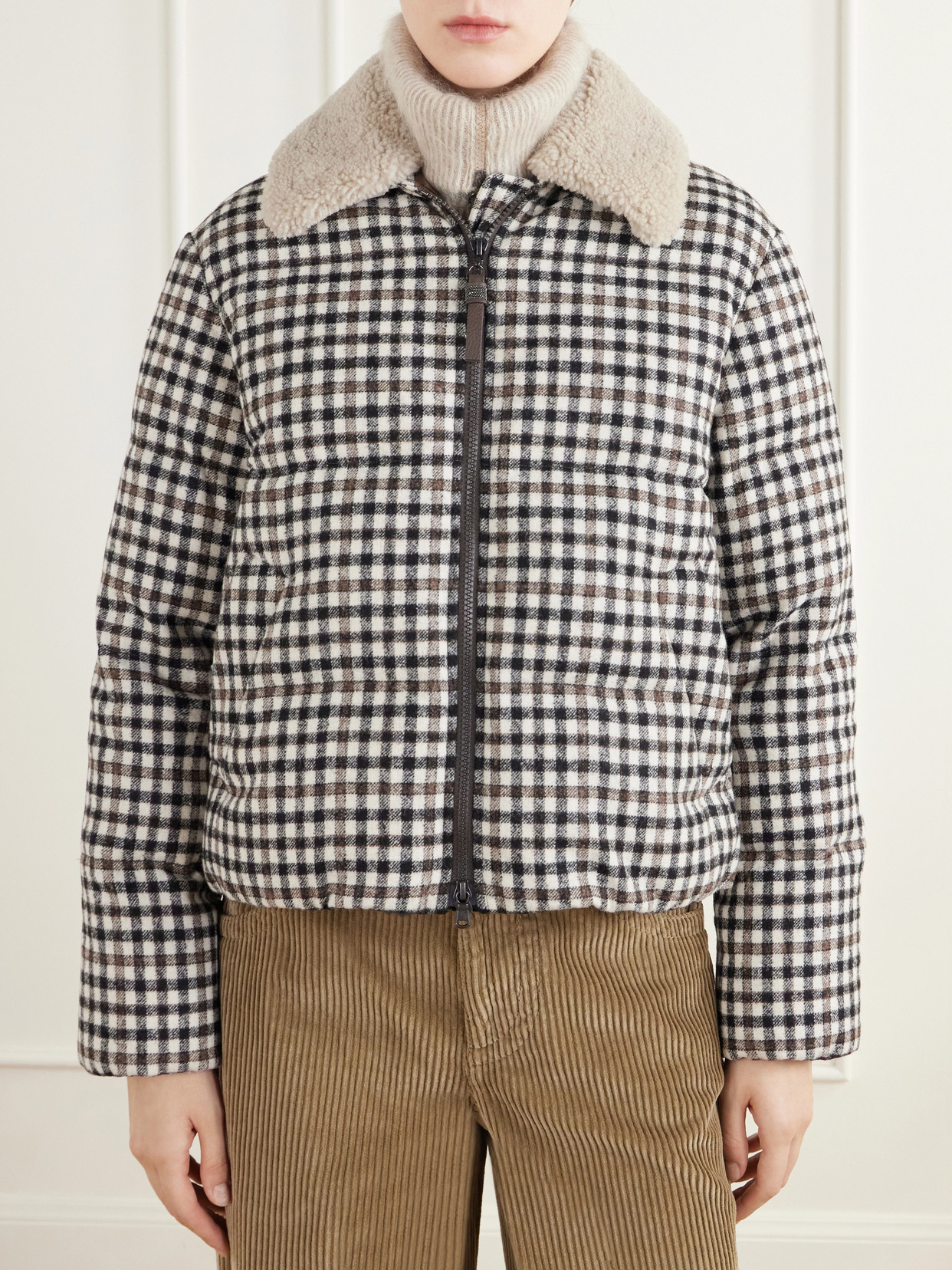 Shearling-Trimmed Alpaca-Blend Twill Down Jacket