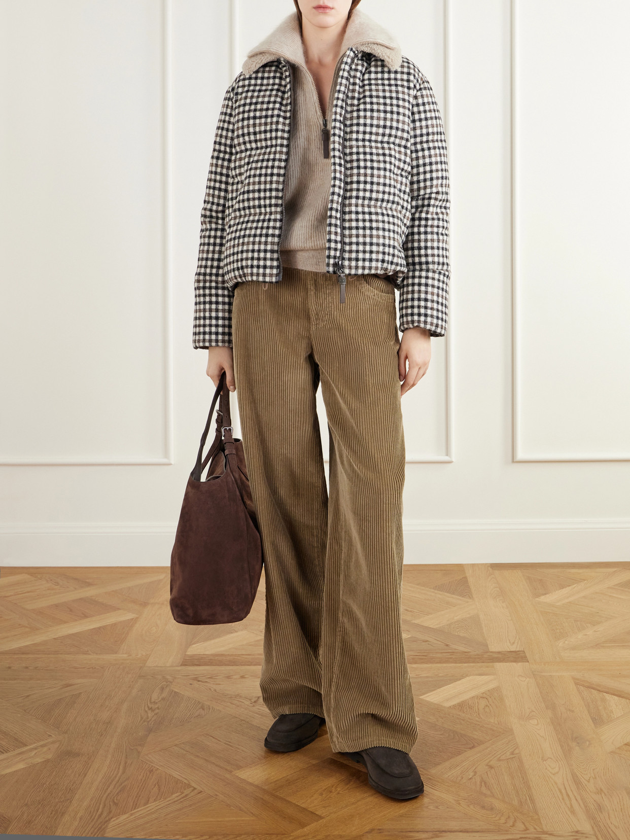 Shearling-Trimmed Alpaca-Blend Twill Down Jacket