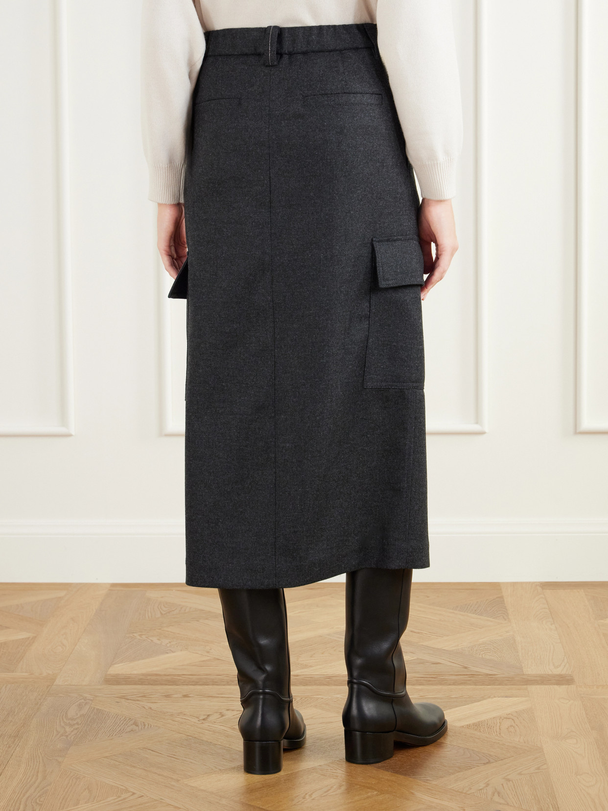 Pleated Wool And Cashmere-Blend Twill Midi