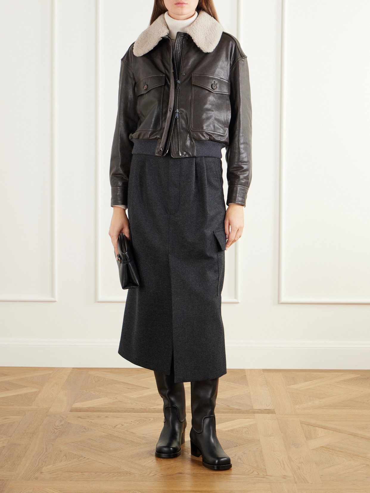Pleated Wool And Cashmere-Blend Twill Midi