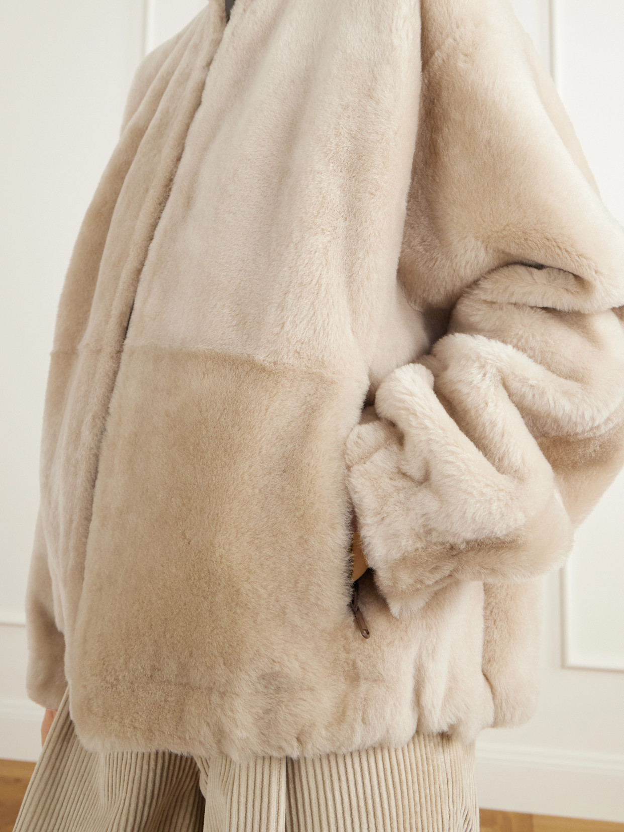 Reversible Hooded Monili-Embellished Leather And Shearling Jacket
