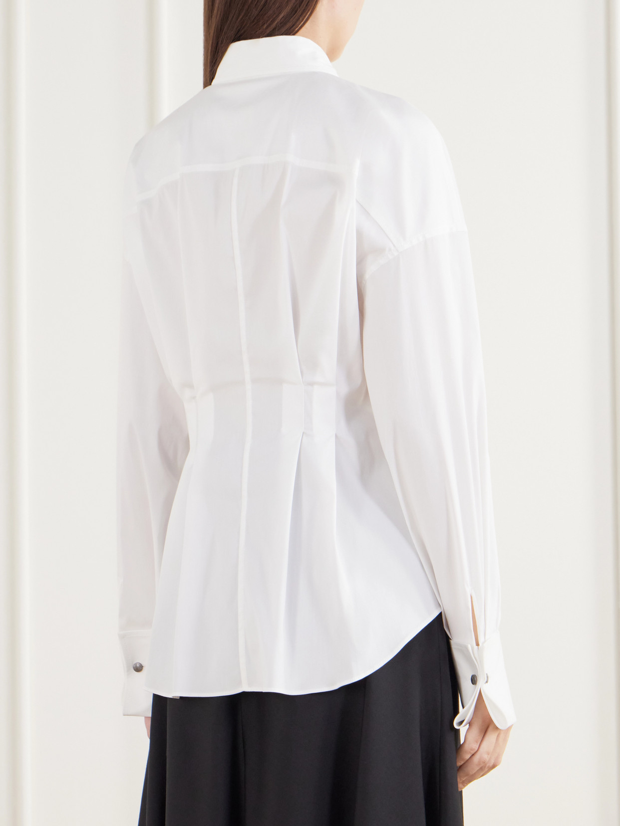 Pleated Cotton-Blend Poplin Shirt