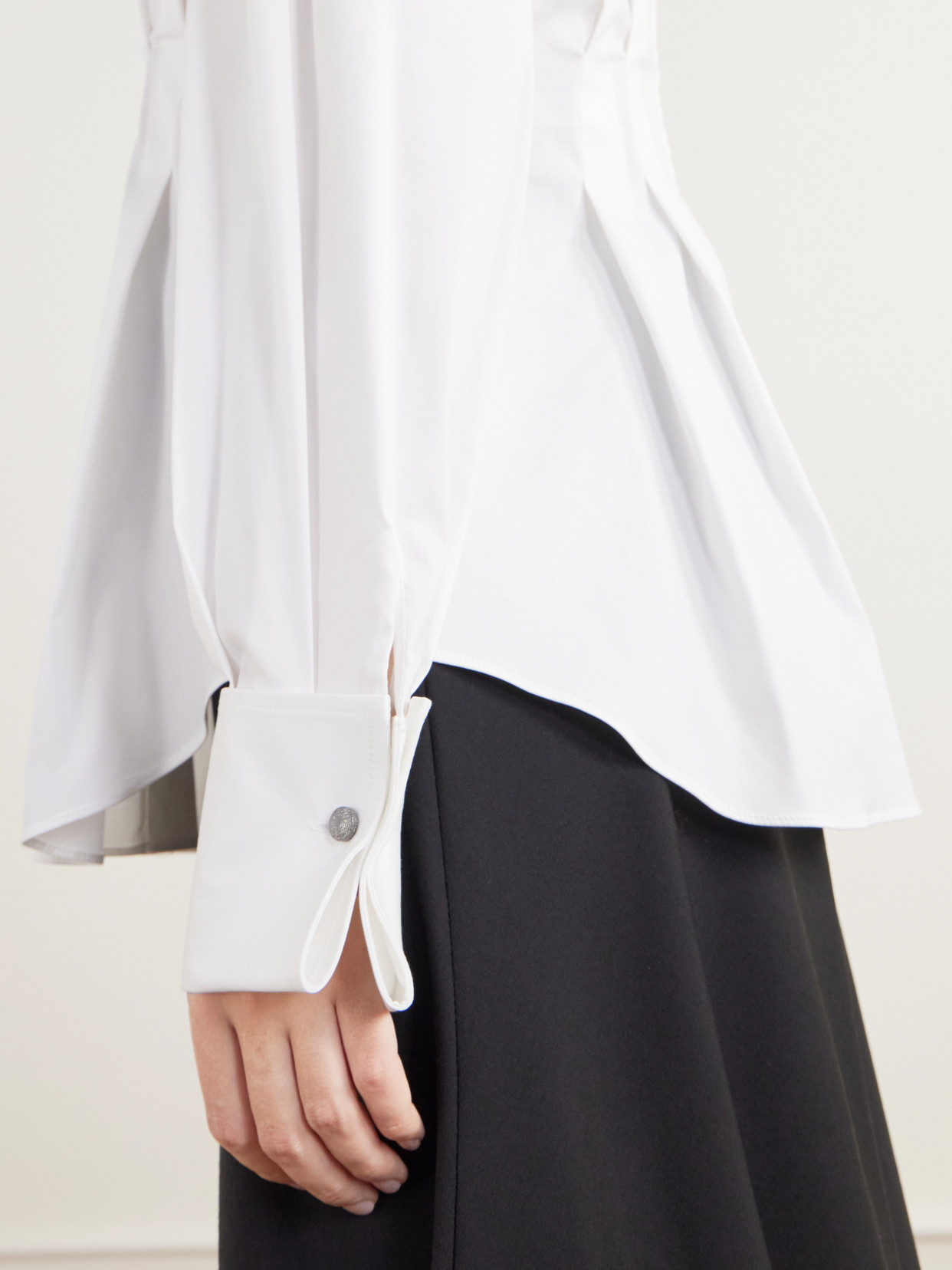 Pleated Cotton-Blend Poplin Shirt