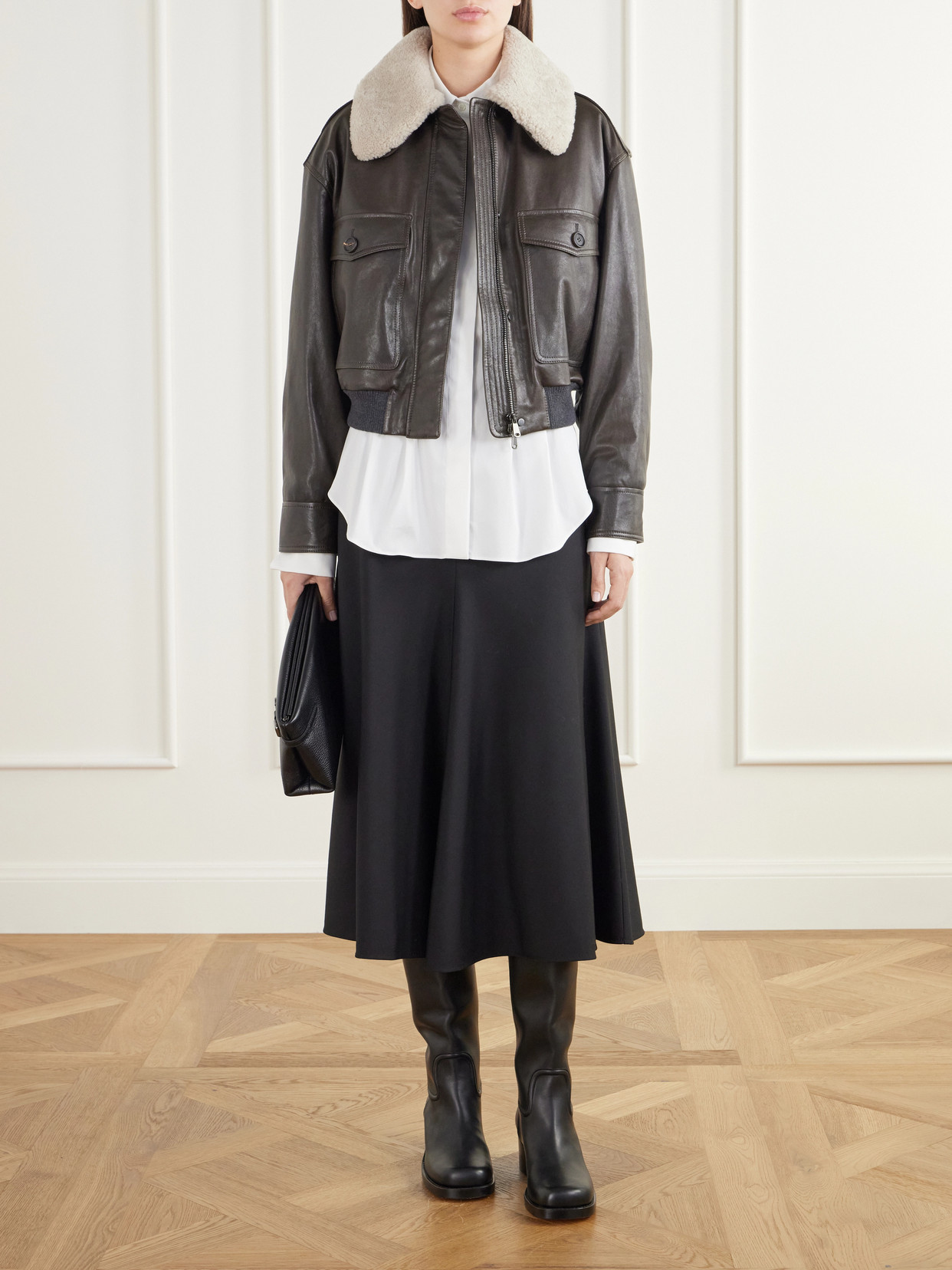 Pleated Cotton-Blend Poplin Shirt