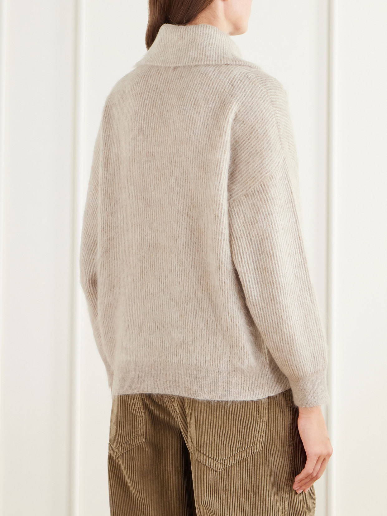 Brushed Mohair-Blend Half-Zip Sweater