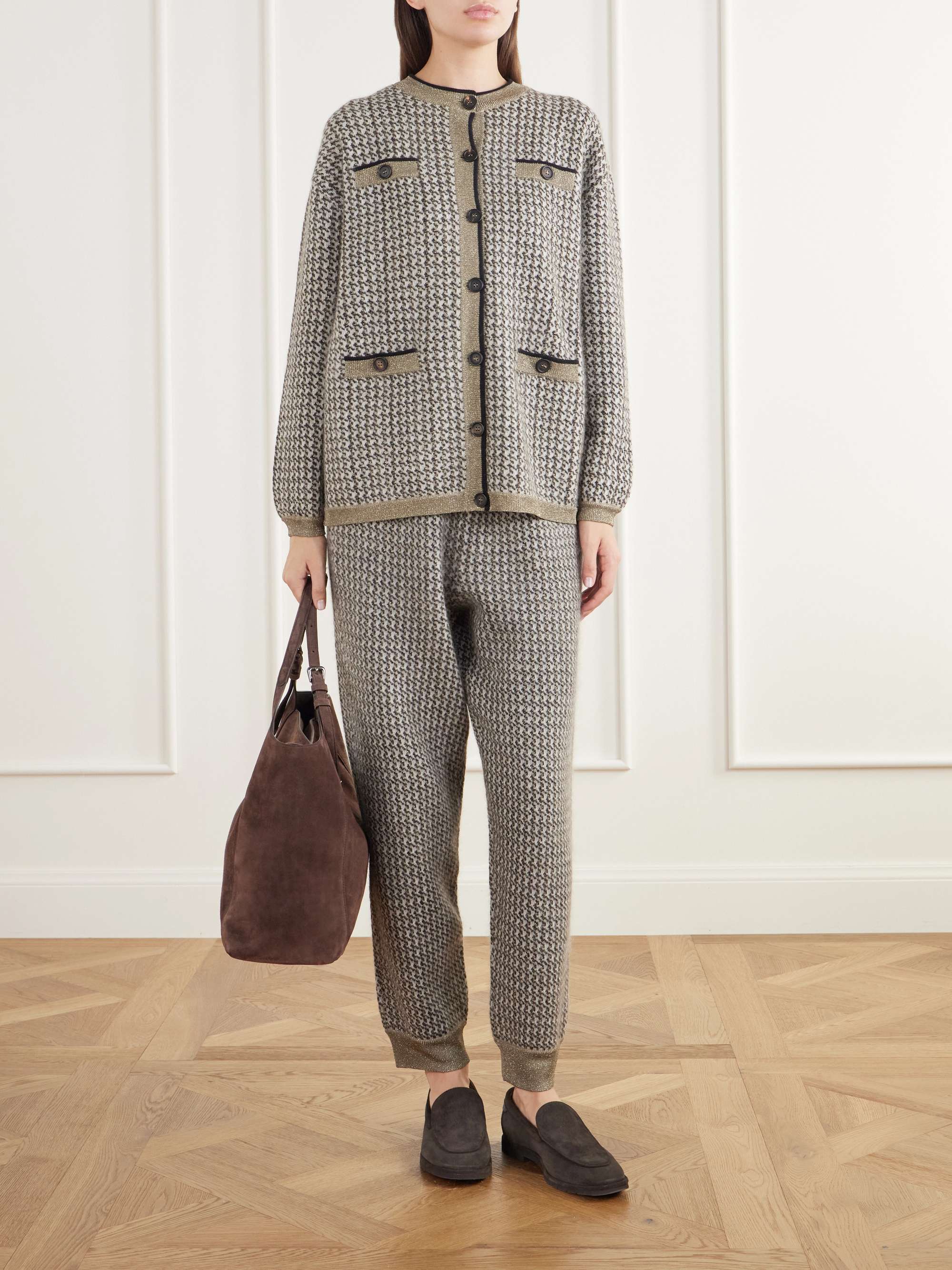 Brunello Cucinelli ハンガー 6本セット BRUNELLO CUCINELLI Rib-trimmed houndstooth knitted cardigan | NET