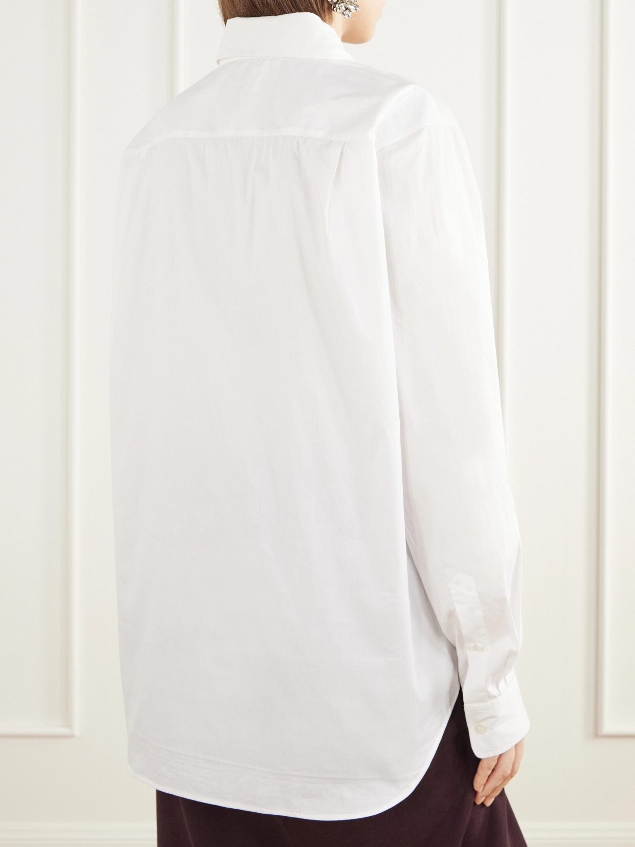 Floral-Embroidered Cotton-Poplin Shirt
