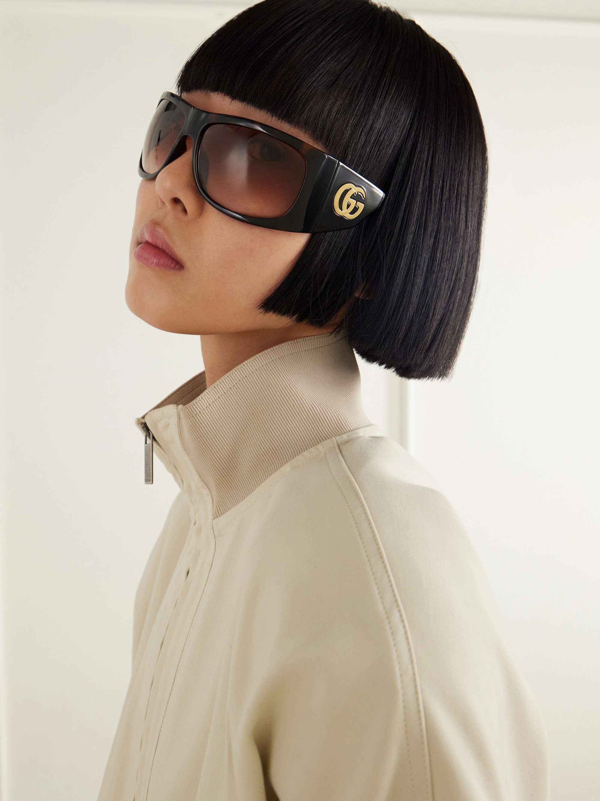 GUCCI EYEWEAR Oversized D-frame tortoiseshell acetate sunglasses