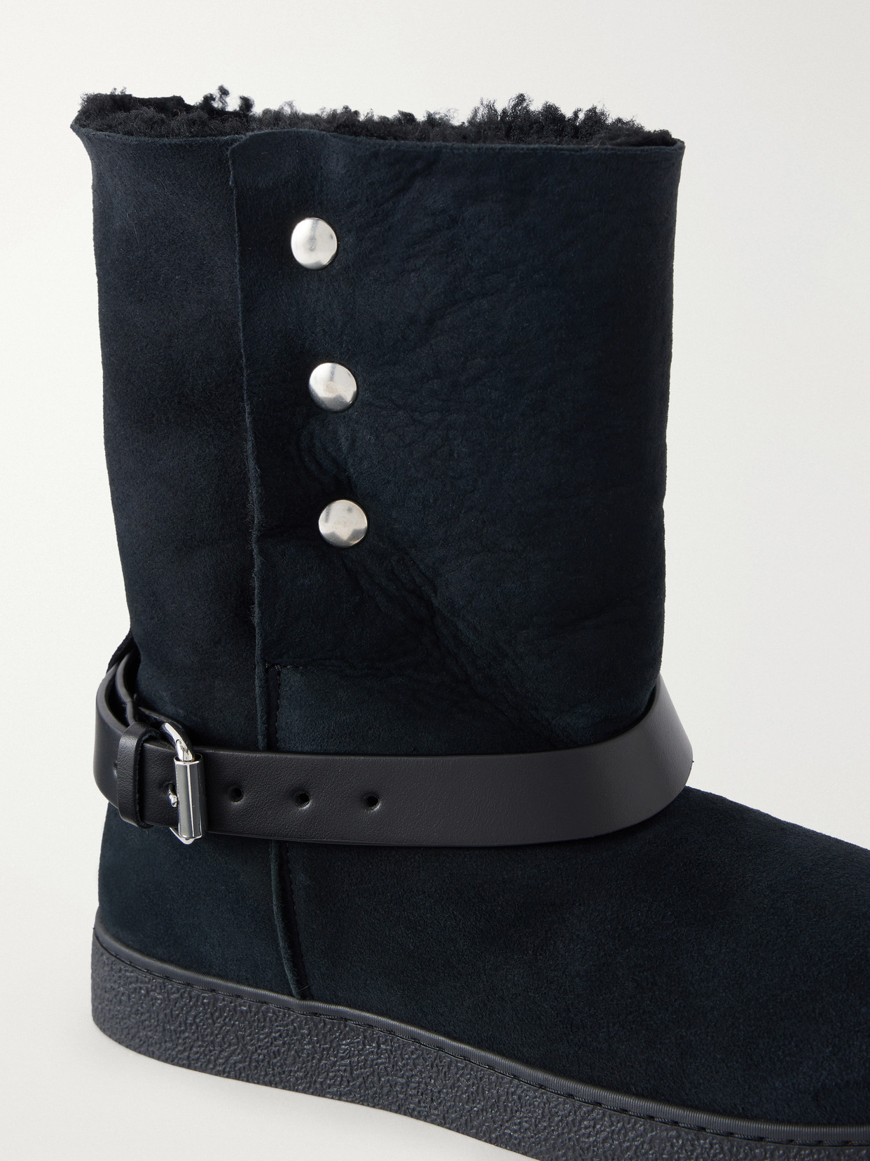 Nolyz Buckled Leather And Shearling-Trimmed Ankle Boots