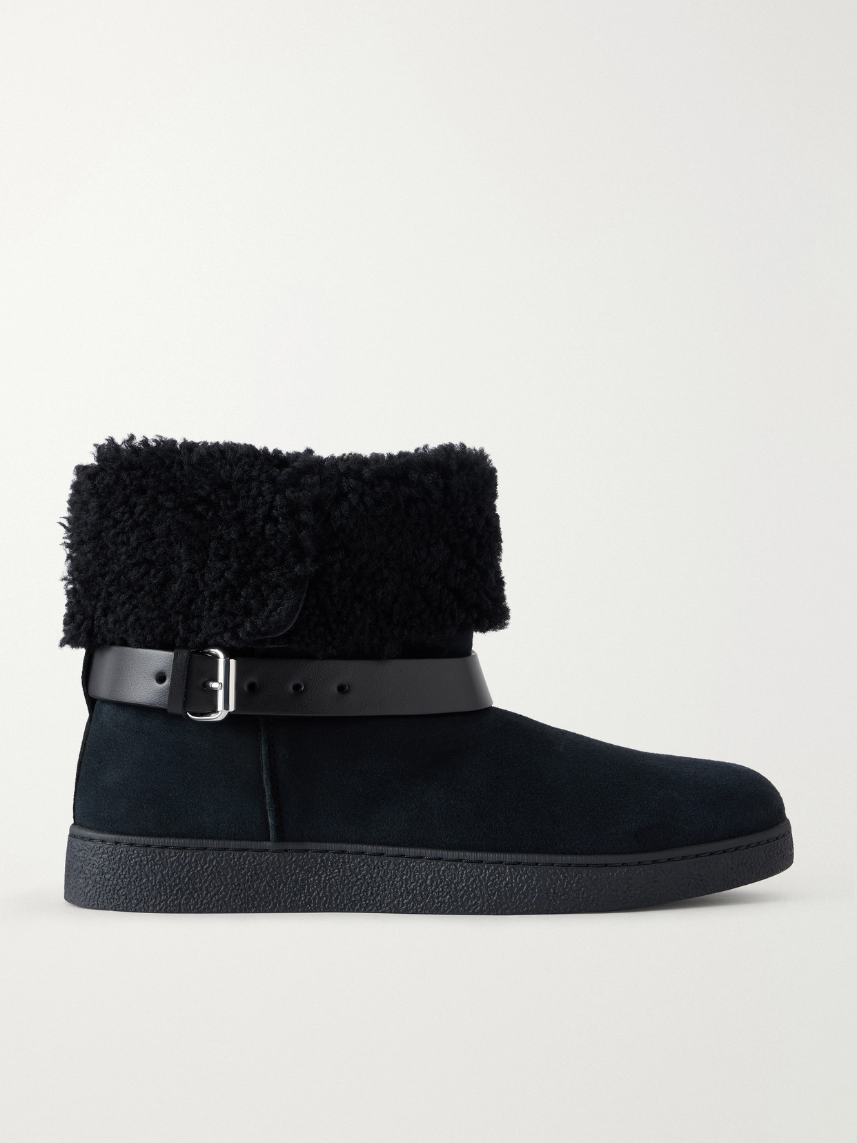 Isabel Marant Nolyz Buckled Leather And Shearling-trimmed Suede Ankle Boots In Black