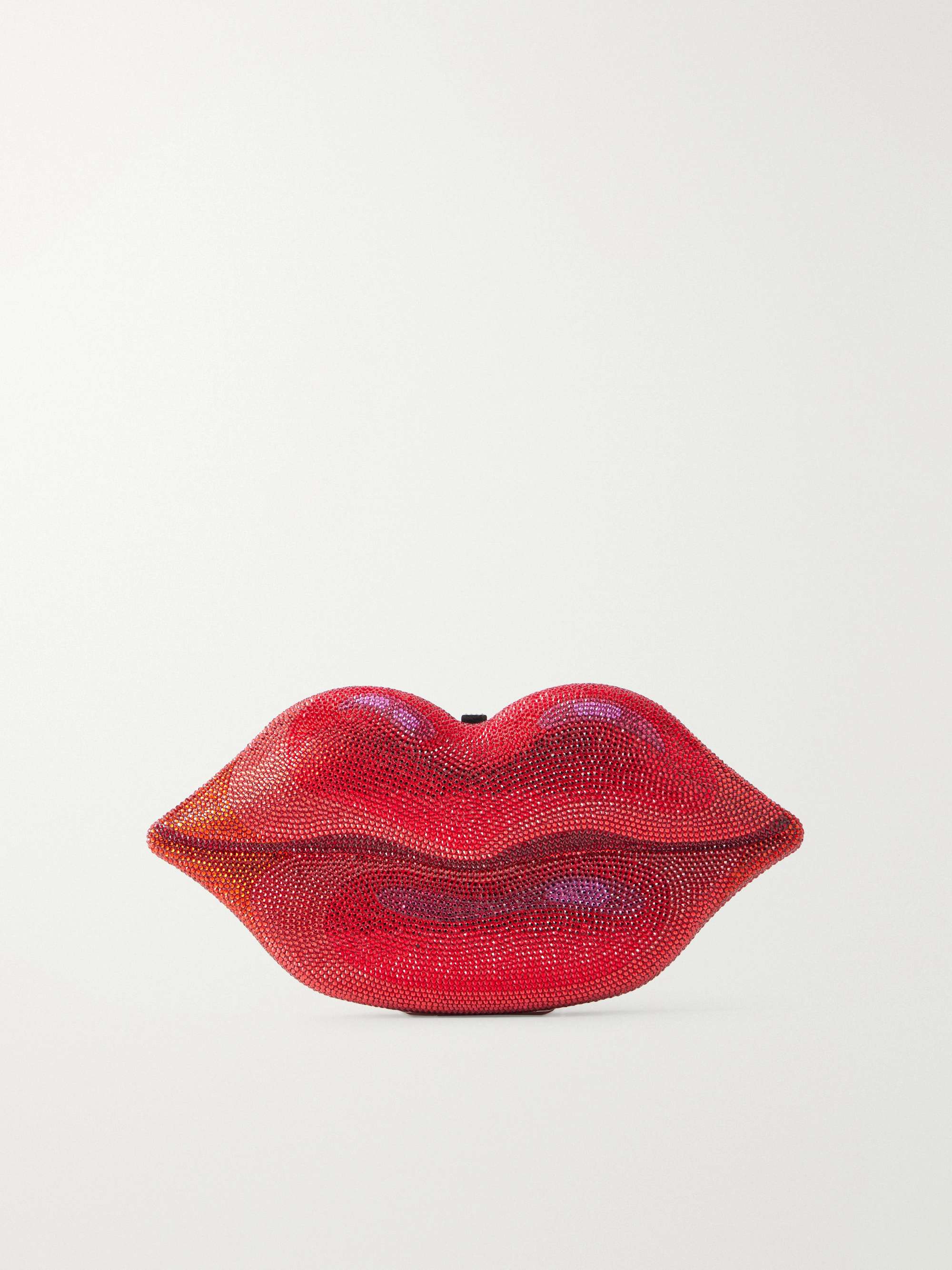 JUDITH LEIBER COUTURE Hot Lips crystal-embellished silver-tone clutch