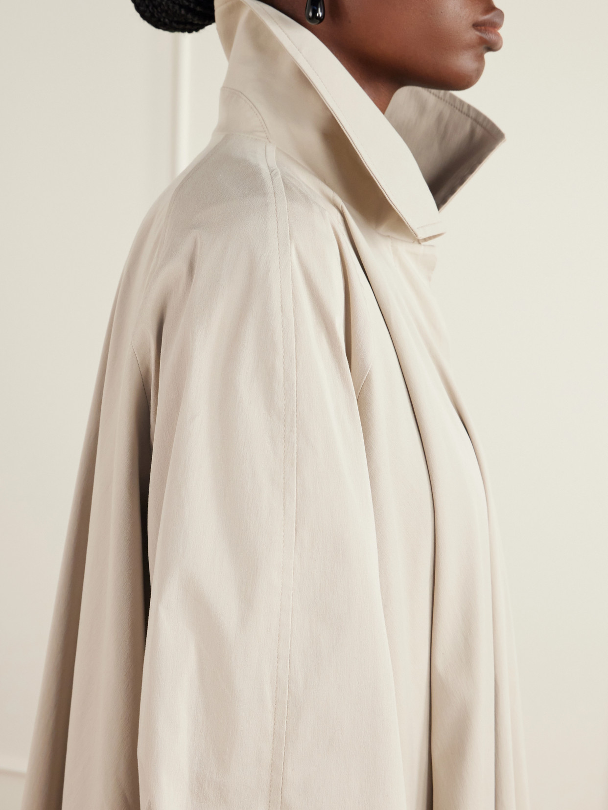 Jane Graceful Pleated Cotton-Blend Coat