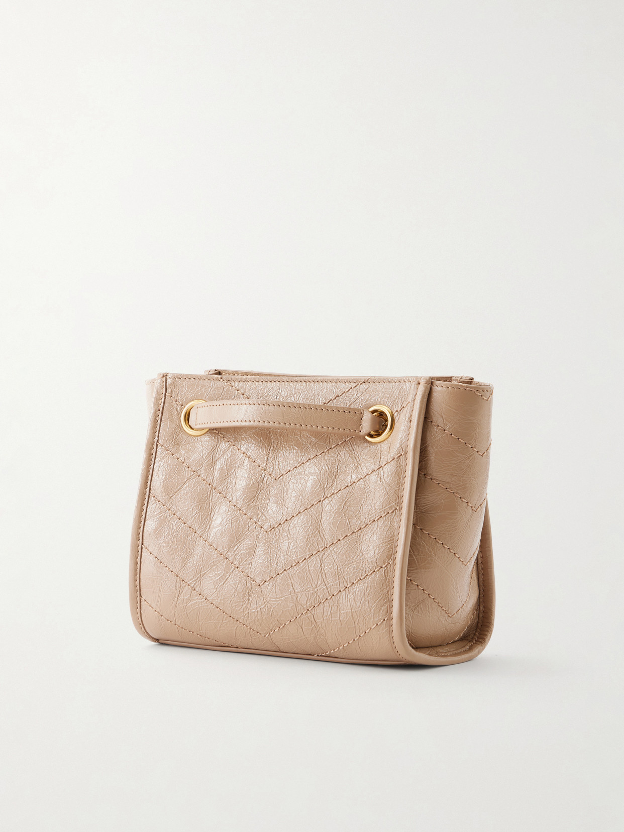 Niki Cassandre-Embellished Matelassé Crinkled-Leather Shoulder Bag