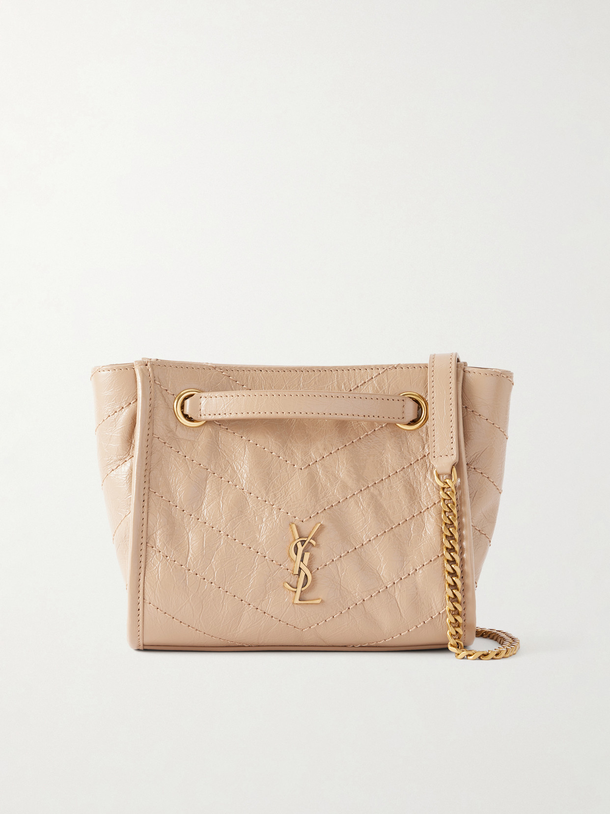 Niki Cassandre-Embellished Matelassé Crinkled-Leather Shoulder Bag