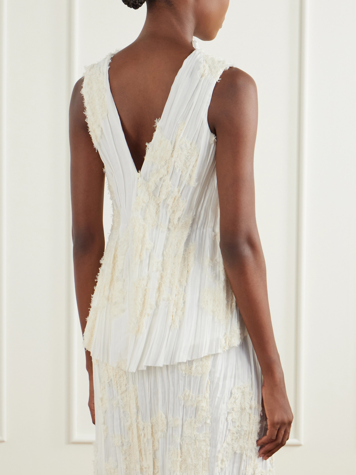 Daria Plissé Cotton-Blend Blouse