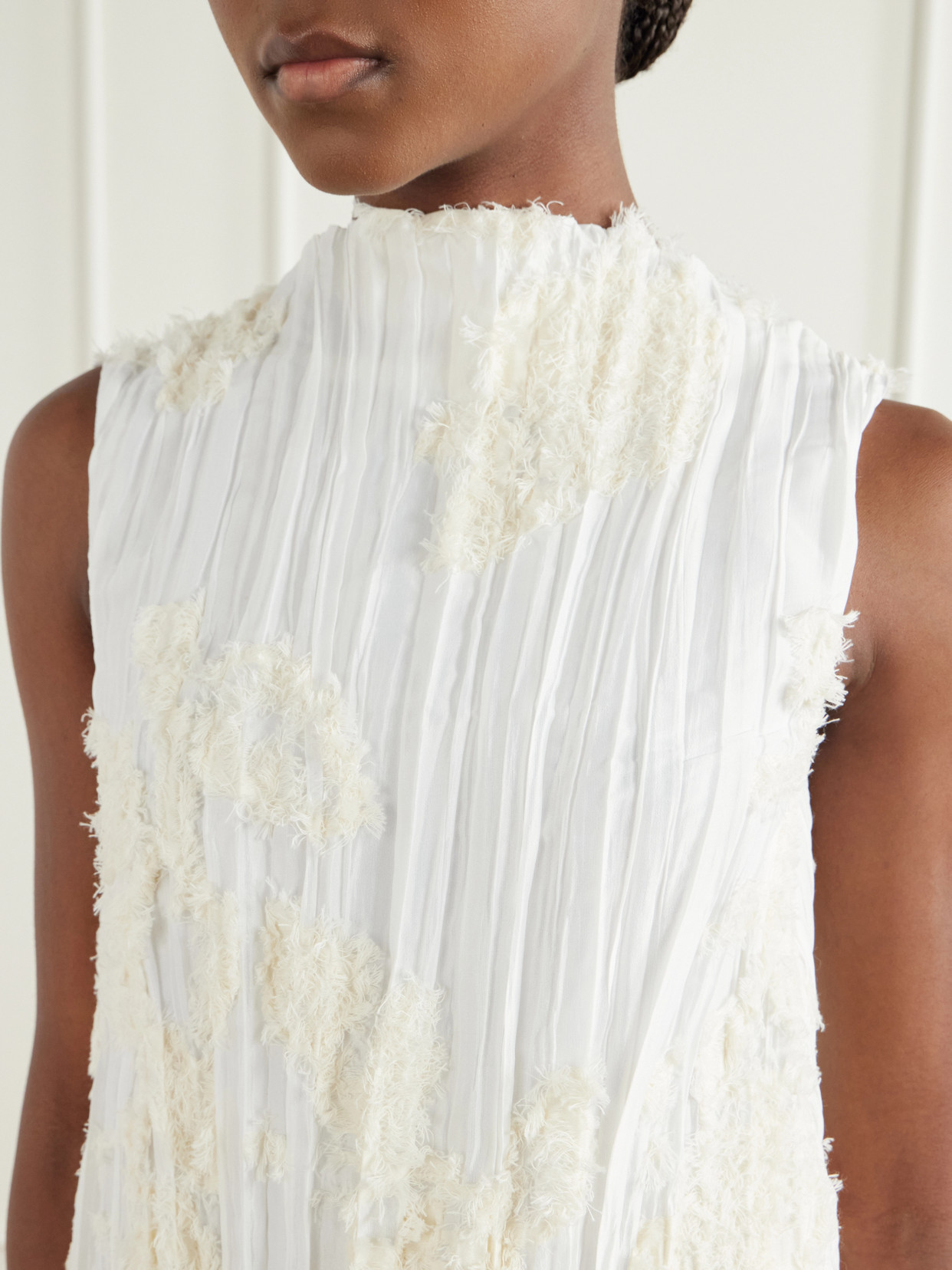 Daria Plissé Cotton-Blend Blouse