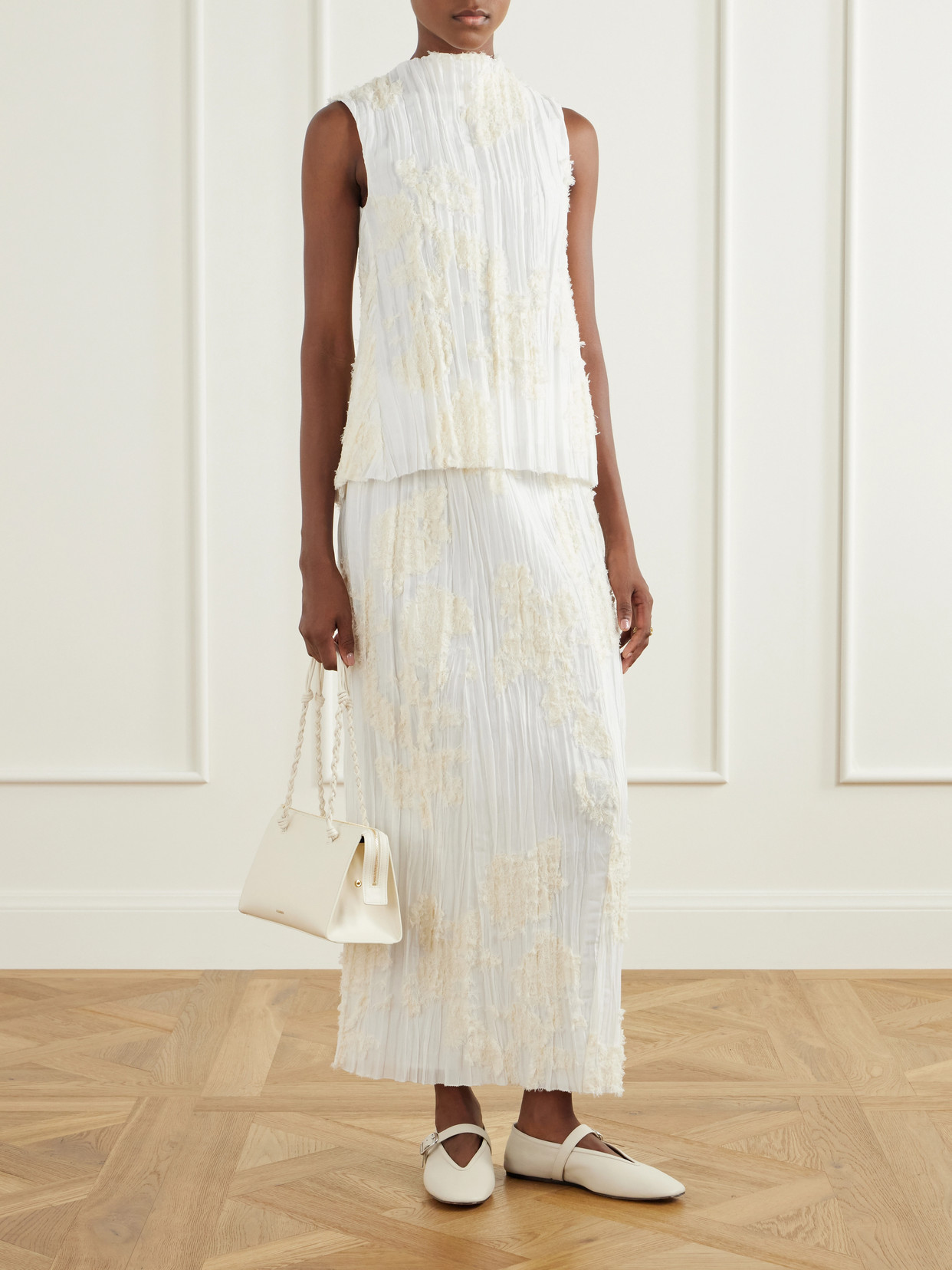 Daria Plissé Cotton-Blend Blouse