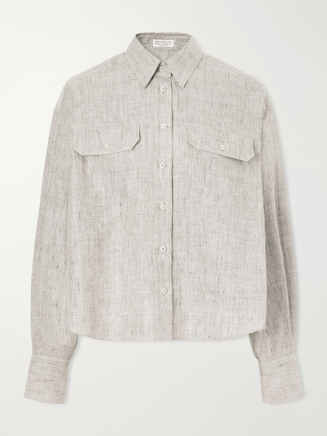 Cropped Linen-Blend Twill Shirt