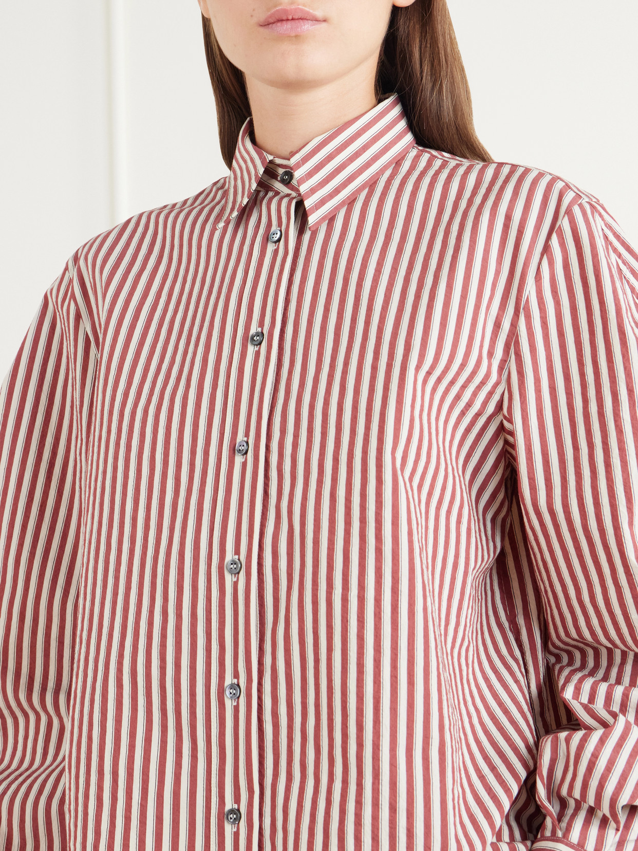 Striped Cotton-Blend Poplin Shirt