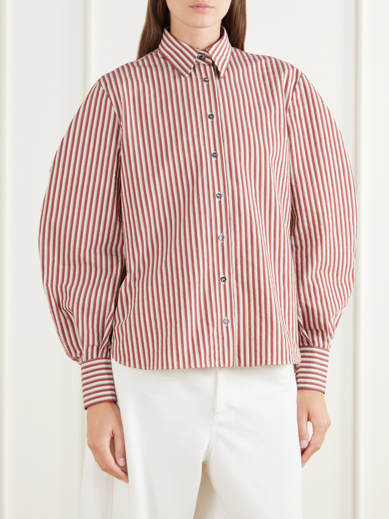 Striped Cotton-Blend Poplin Shirt