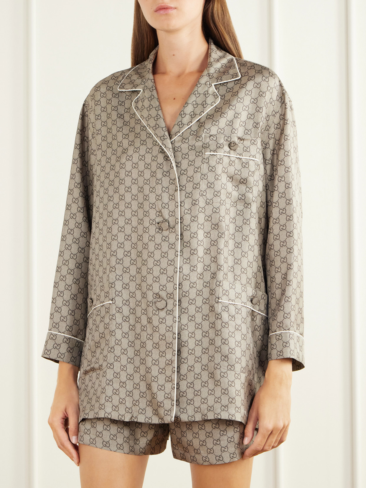 GG Supreme Printed Silk-Twill Shirt