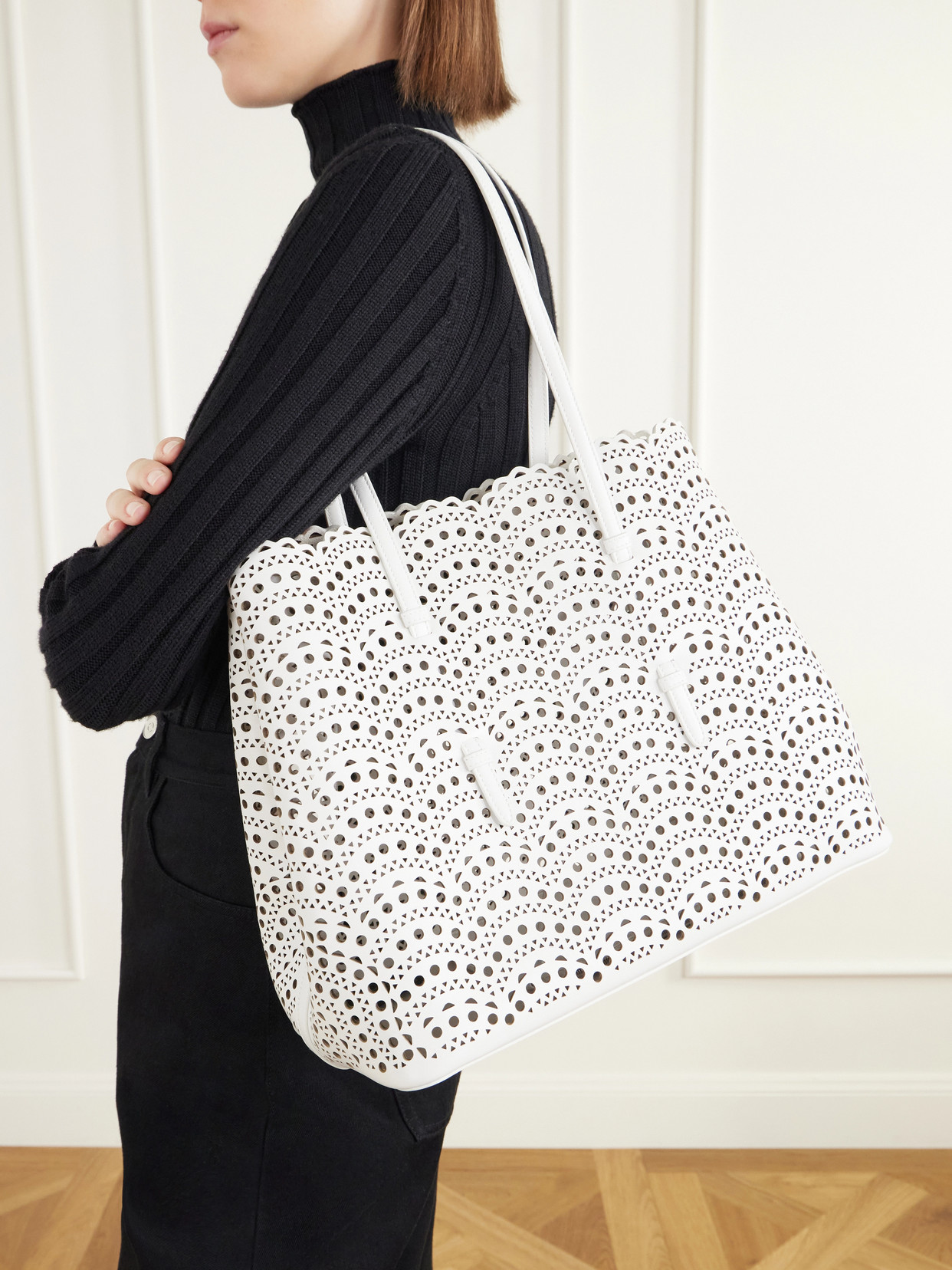 Alaïa - Mina Laser-Cut Leather Tote - Off
