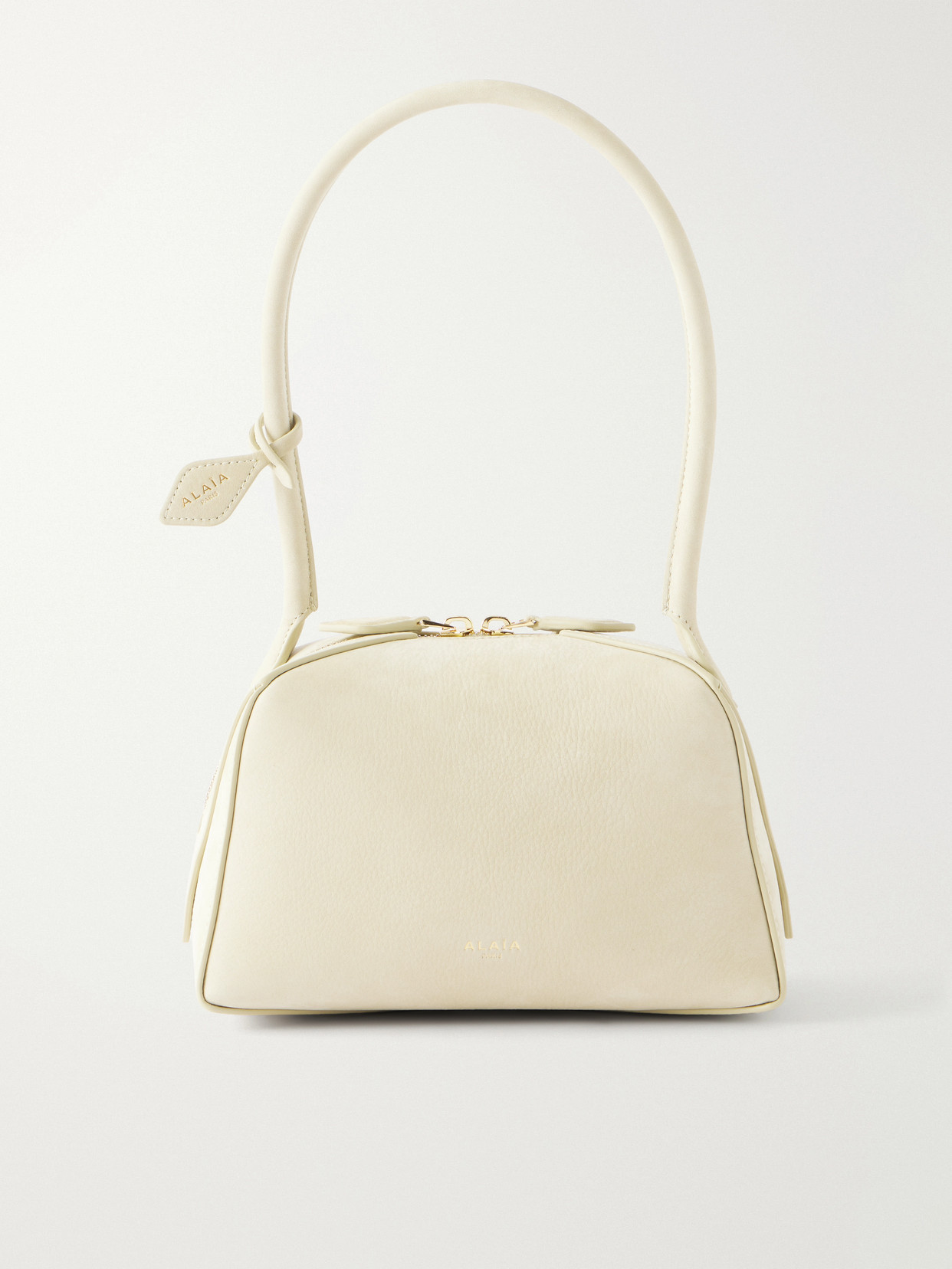 Alaïa Le Bouledogue Mini Nubuck Shoulder Bag In Neutrals