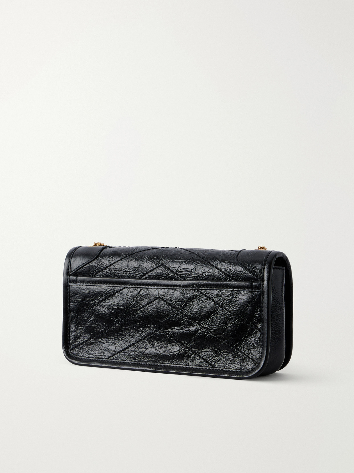 Niki Embellished Matelassé Crinkled-Leather Shoulder Bag