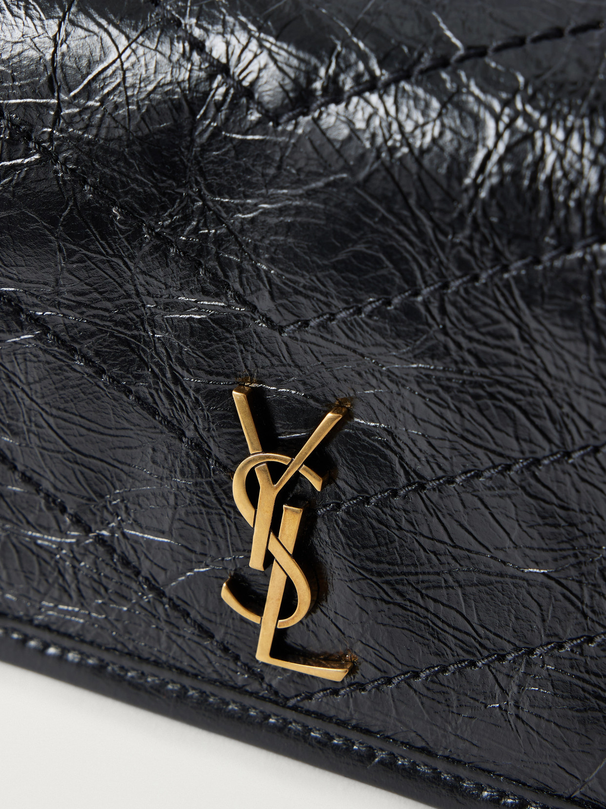 Niki Embellished Matelassé Crinkled-Leather Shoulder Bag