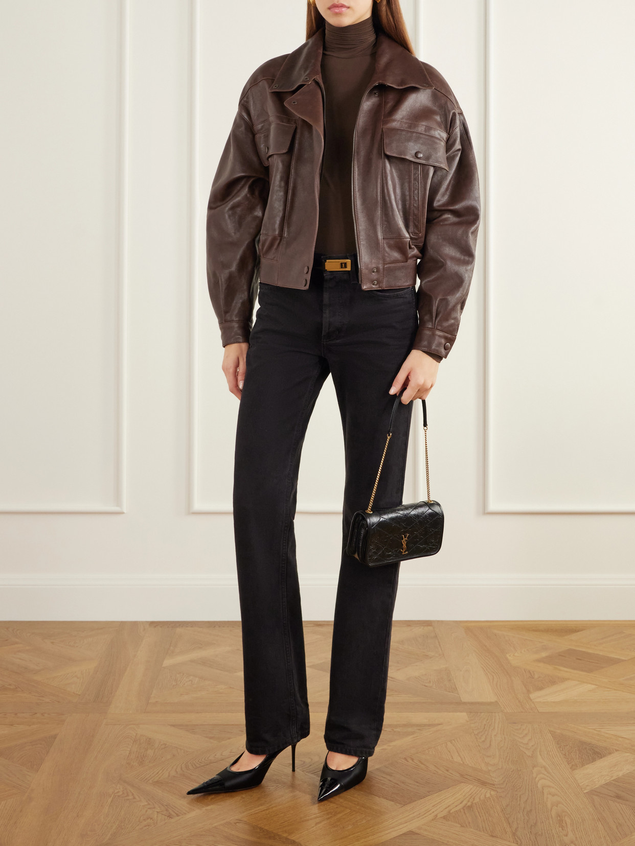 Niki Embellished Matelassé Crinkled-Leather Shoulder Bag
