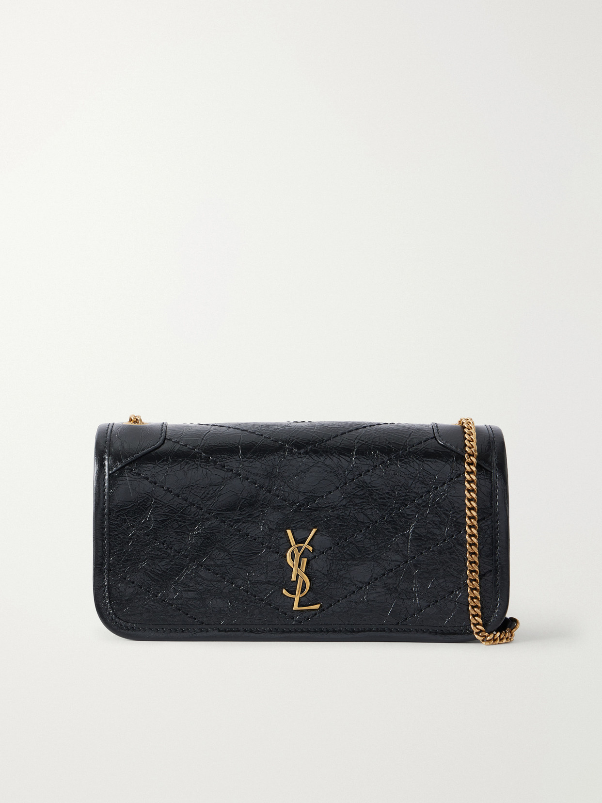 Niki Embellished Matelassé Crinkled-Leather Shoulder Bag