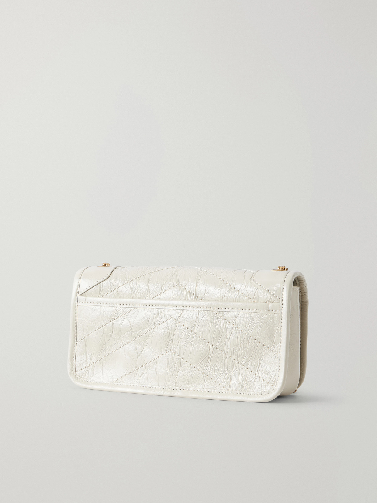 Niki Embellished Matelassé Crinkled-Leather Shoulder Bag