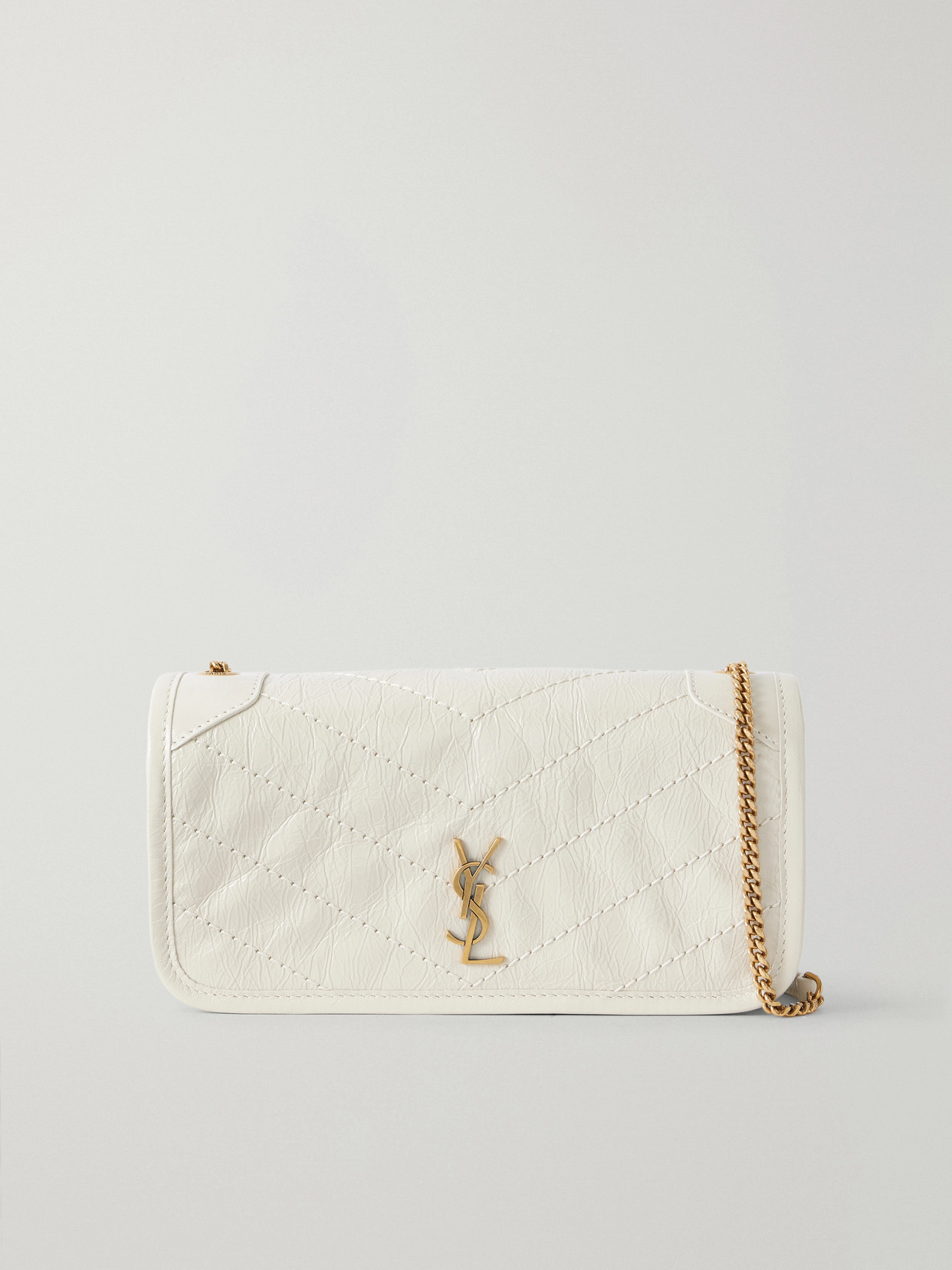 Niki Embellished Matelassé Crinkled-Leather Shoulder Bag