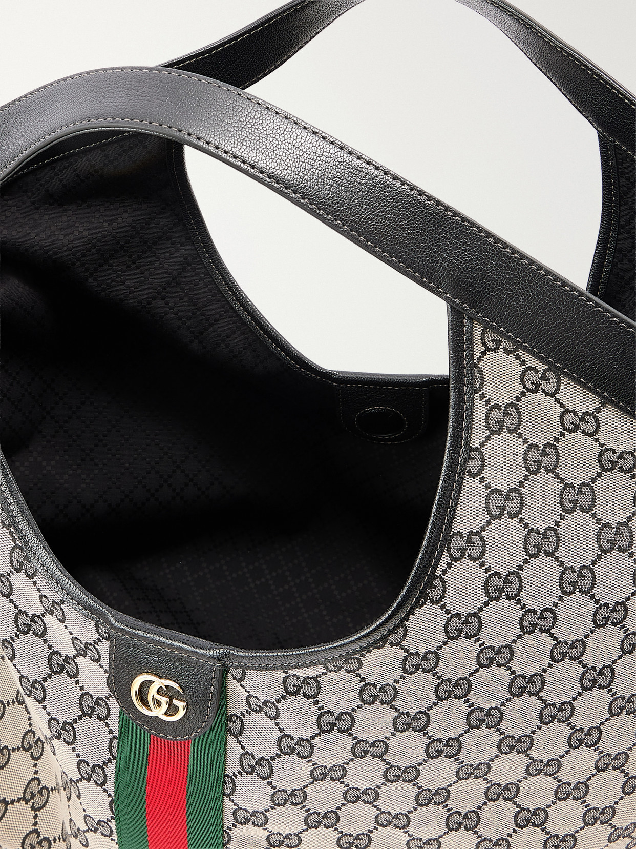 Gucci Giglio Leather-Trimmed Canvas-Jacquard Tote