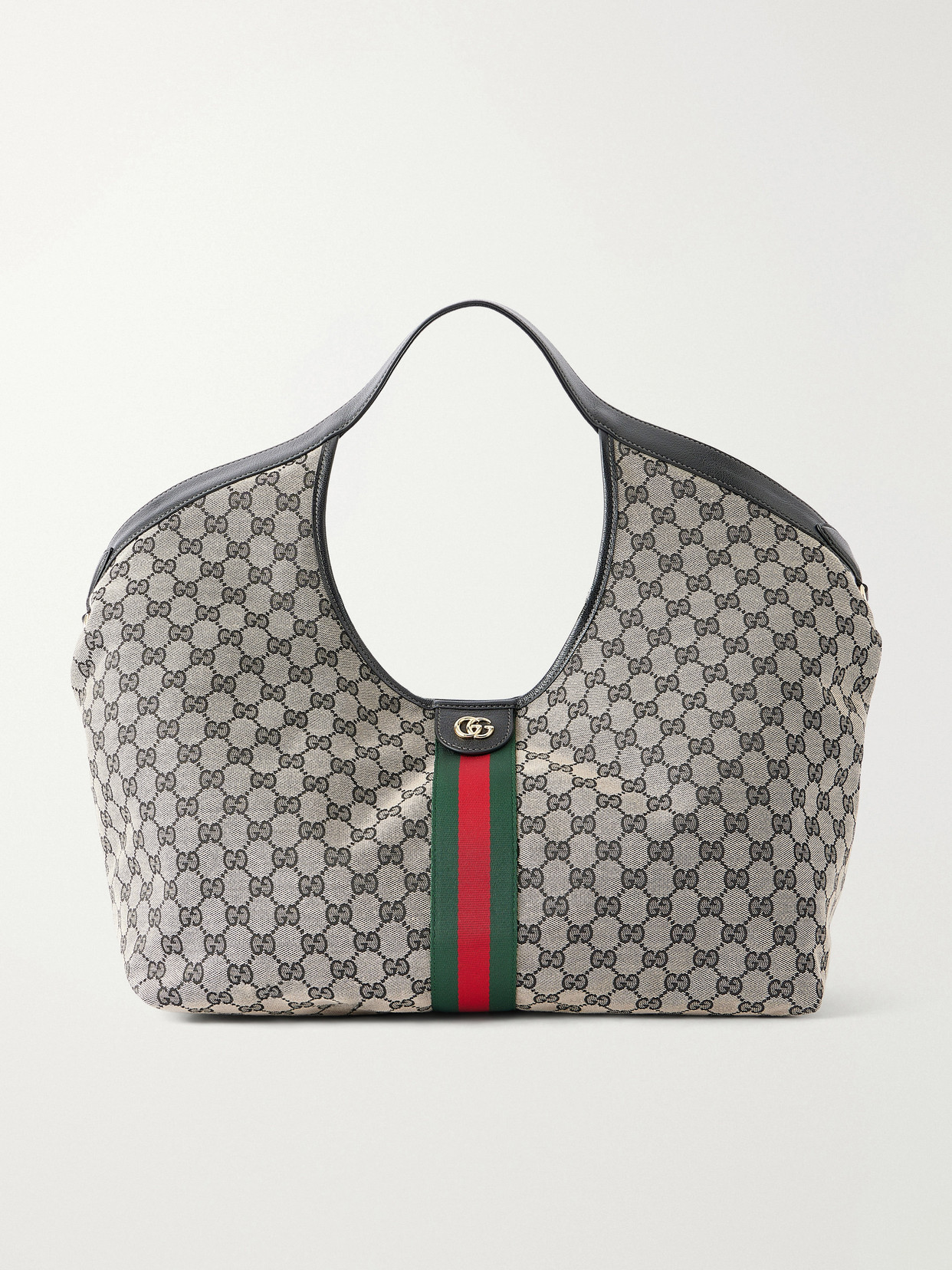 Gucci Giglio Leather-Trimmed Canvas-Jacquard Tote